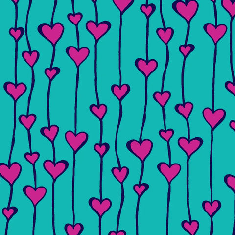 Hearts Blue - 100% cotton - Love from Beth
