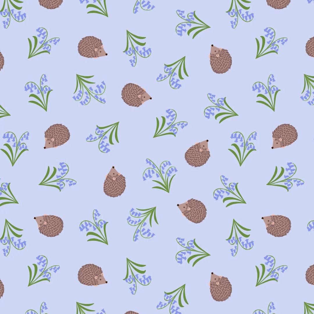 Hedgehogs and Bluebells - 100% cotton - Lewis & Irene - Country Garden