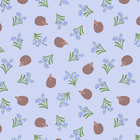Hedgehogs and Bluebells - 100% cotton - Lewis & Irene - Country Garden