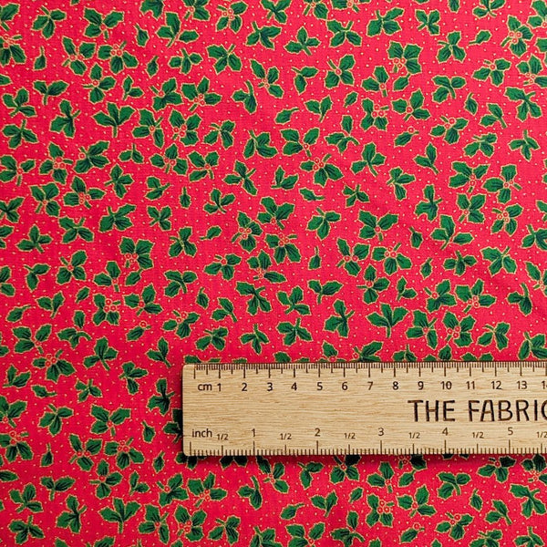 Holly Red with Gold Metallic - 100% cotton - John Louden