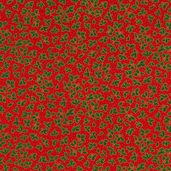 Holly Red with Gold Metallic - 100% cotton - John Louden