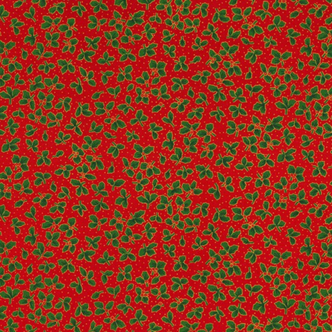 Holly Red with Gold Metallic - 100% cotton - John Louden