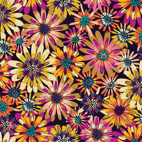 In Blooms Black- 100% cotton - Love from Beth