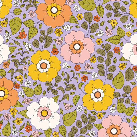 Lilac Lawn - 100% cotton - Craft Cotton Co - Groovy Floral