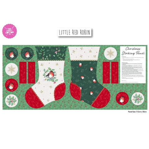 Little Red Robin - Stocking Panel or Kit - 100% cotton - Victoria Louise for Craft Cotton Co