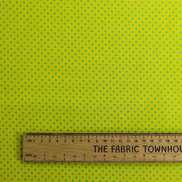 Turquoise on Lime - Spot on - 100% cotton - Makower