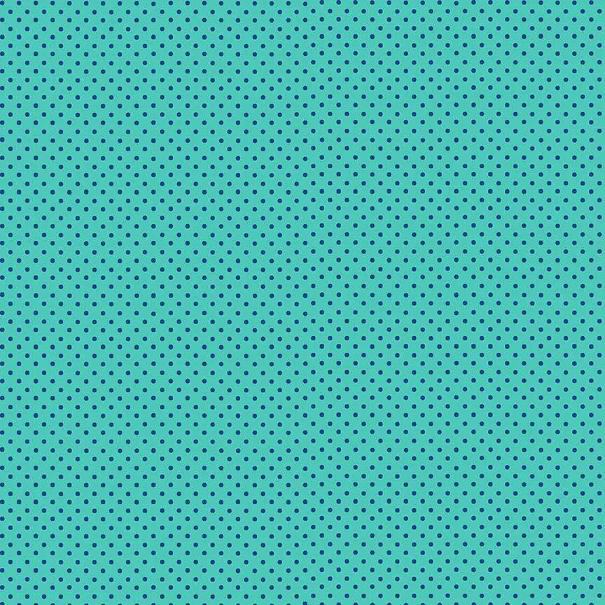 Blue on Turquoise - Spot on - 100% cotton - Makower