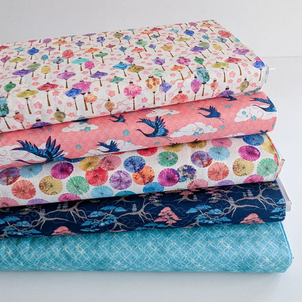 Cranes and Clouds - 100% cotton - Craft Cotton Co - Meditations on Japan by Sew Pretty Sew Mindful