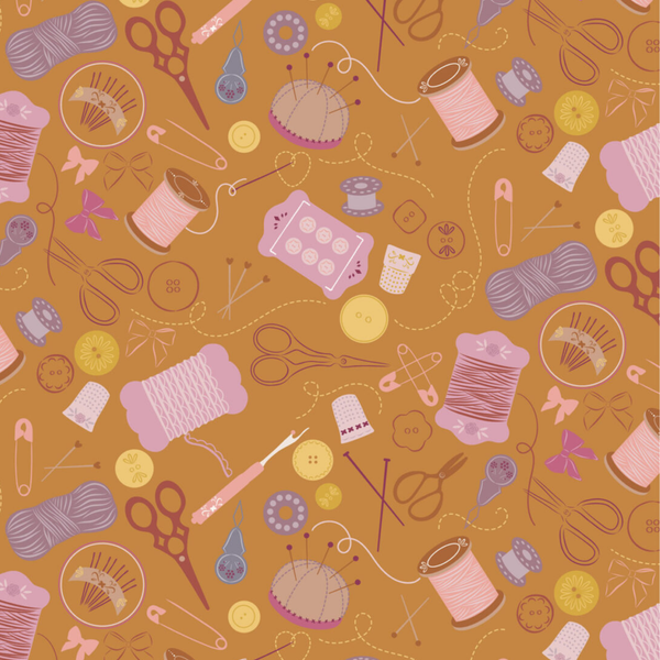 Nostalgic Notions 100% cotton fabric from the Memory Made collection by Cassandra Connolly.