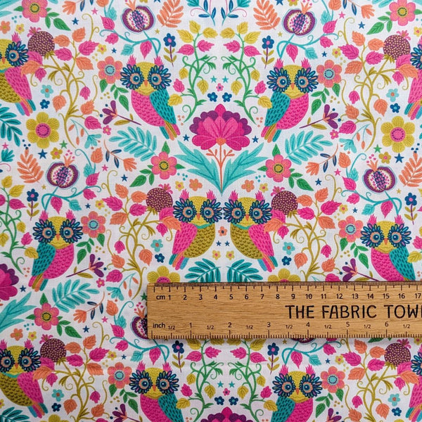 Owl Damask - 100% cotton - 3 Wishes - Living Wild by Lisa Perry