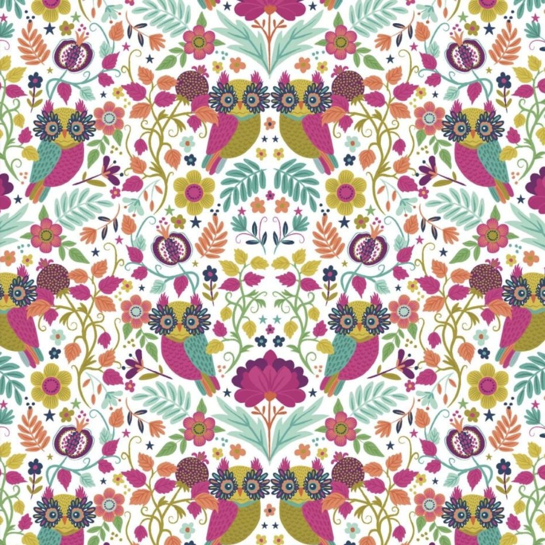 Owl Damask - 100% cotton - 3 Wishes - Living Wild by Lisa Perry