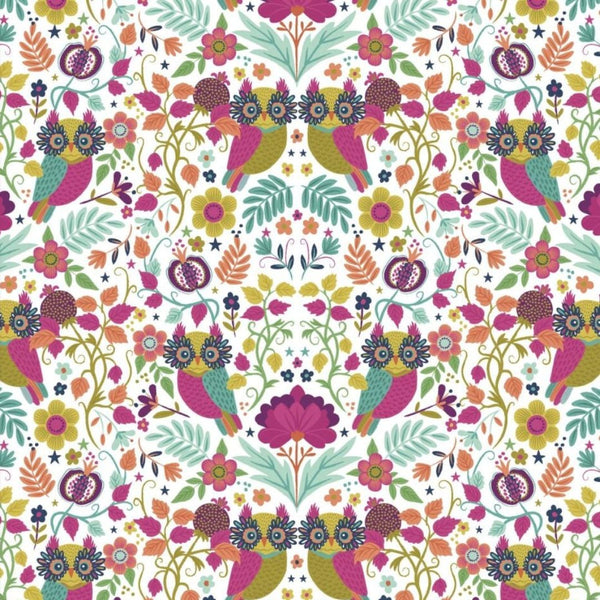 Owl Damask - 100% cotton - 3 Wishes - Living Wild by Lisa Perry