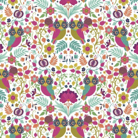 Owl Damask - 100% cotton - 3 Wishes - Living Wild by Lisa Perry