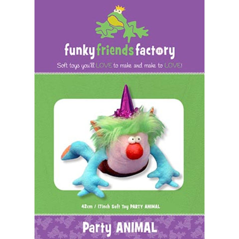 “Party Animal” stuffed animal sewing pattern by Pauline McArthur, Funky Friends Factory