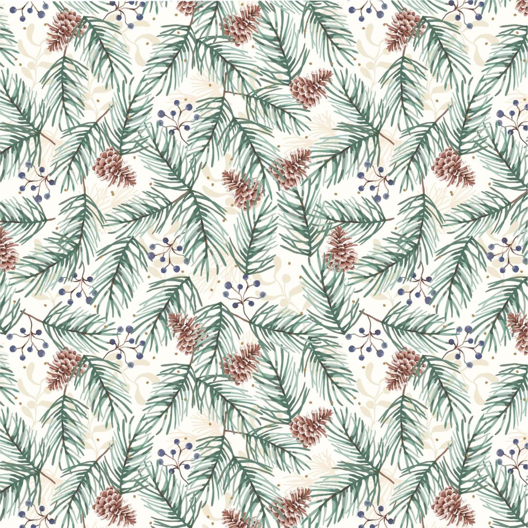 Pine Branches - 100% cotton - Craft Cotton Co - Feathered Foliage by Susan Wheeler