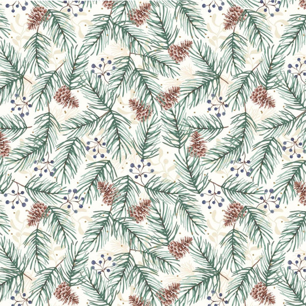 Pine Branches - 100% cotton - Craft Cotton Co - Feathered Foliage by Susan Wheeler