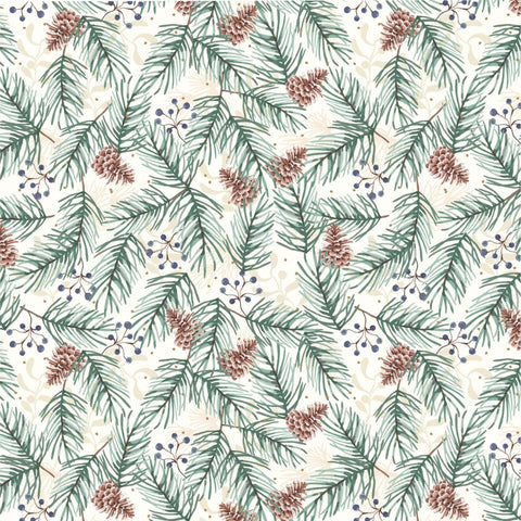 Pine Branches - 100% cotton - Craft Cotton Co - Feathered Foliage by Susan Wheeler