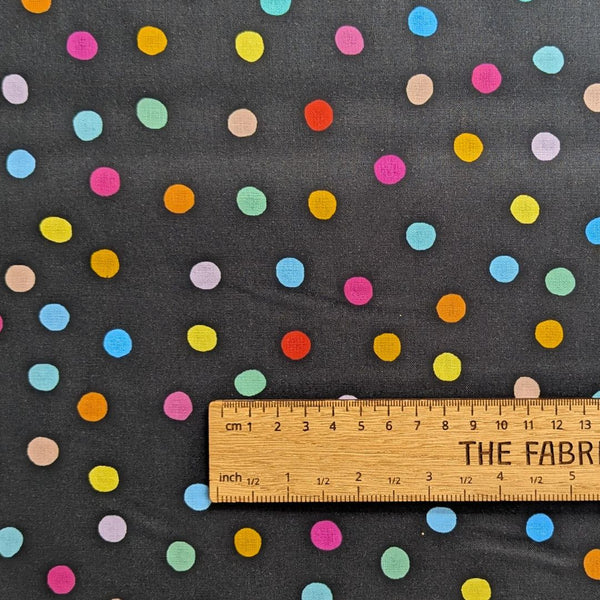 Pom Poms Black Multi - 100% cotton - Figo Fabrics - Dusk by Ghazal Razave