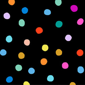 Pom Poms Black Multi - 100% cotton - Figo Fabrics - Dusk by Ghazal Razave
