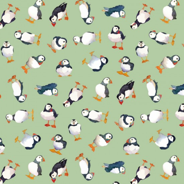 Puffins by Emma Ball, 100% cotton fabric