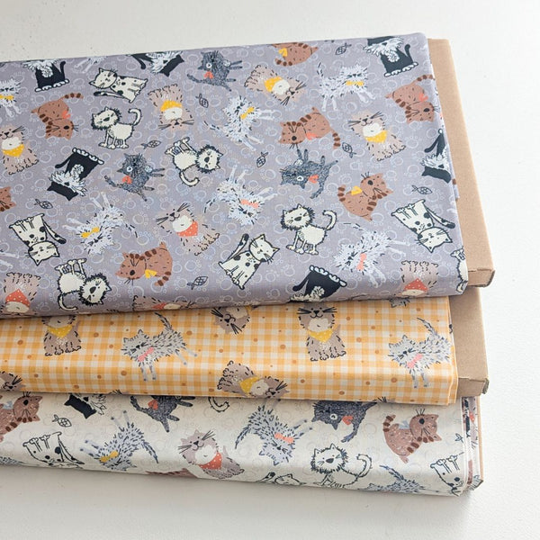 Whiskers Tails Cream - 100% cotton - Craft Cotton Co - Purrfect Cats by Susan Wheeler