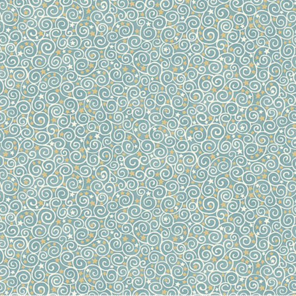 Scroll Teal - 100% cotton - Makower - Charmed