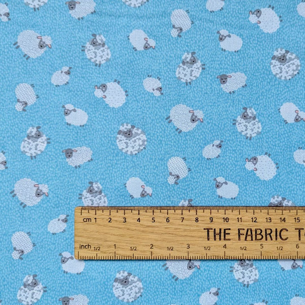 Wooly Sheep Blue - 100% cotton - Makower - Fun on the Farm