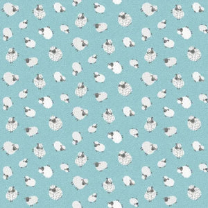 Wooly Sheep Blue - 100% cotton - Makower - Fun on the Farm