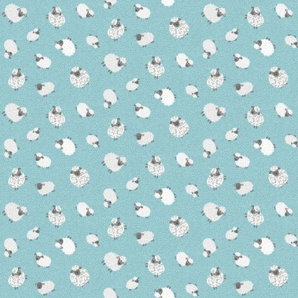 Wooly Sheep Blue - 100% cotton - Makower - Fun on the Farm