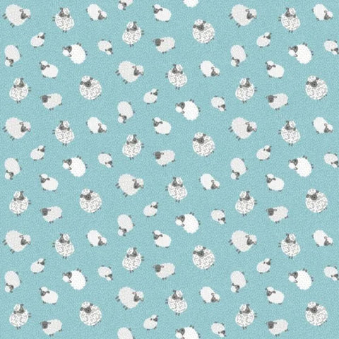 Wooly Sheep Blue - 100% cotton - Makower - Fun on the Farm