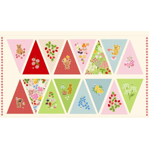 Teddy Bears Picnic 16 flag bunting - panel or kit - Lewis and Irene