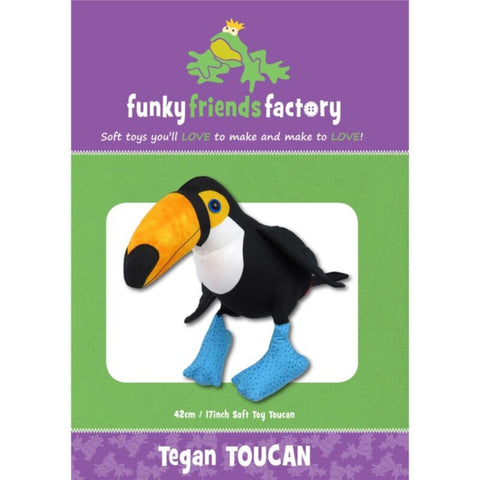 “Tegan Toucan” stuffed animal sewing pattern by Pauline McArthur, Funky Friends Factory