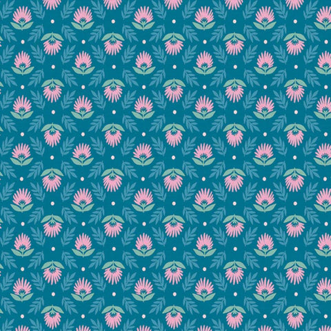 Thistles Teal - 100% cotton - Paintbrush Studio Fabrics - Sunday Meadow