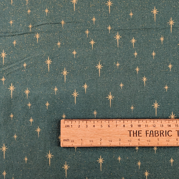 Twinkling stars on green - 100% cotton - John Louden