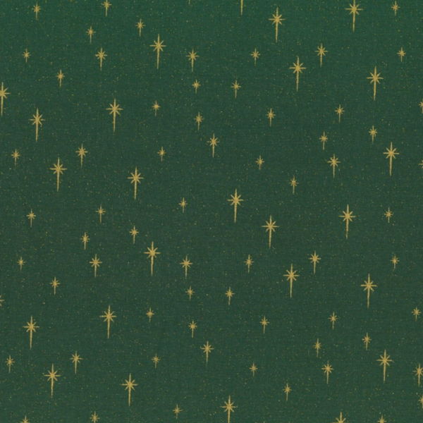 Twinkling stars on green - 100% cotton - John Louden