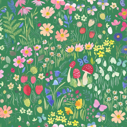 Secret Garden Grass - 100% cotton - Lewis & Irene - Wee Bluebell Secret Garden