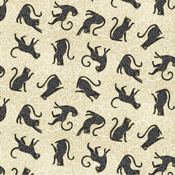 Whiskers Cream - 100% cotton - Makower - Charmed