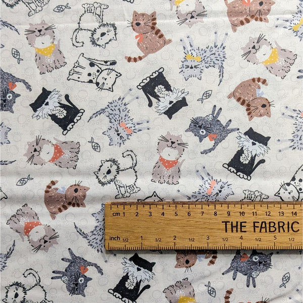 Whiskers Tails Cream - 100% cotton - Craft Cotton Co - Purrfect Cats by Susan Wheeler