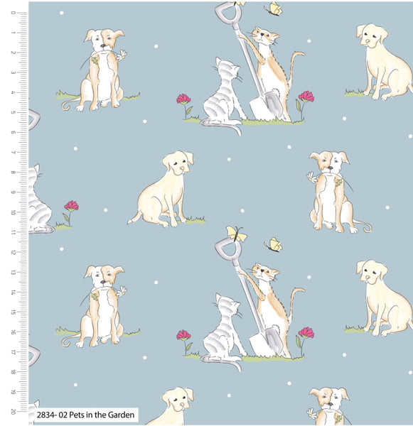Pets in the Garden - 100% organic cotton - Craft Cotton co - Pets by Debbie Shore