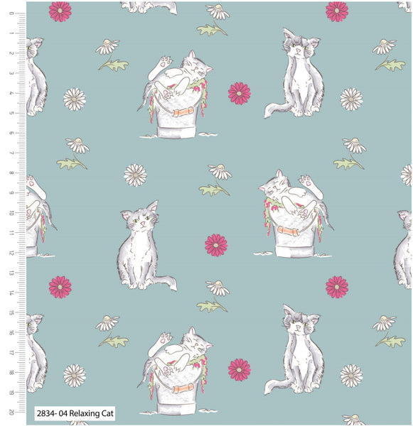 Relaxing Cat - 100% organic cotton - Craft Cotton co - Pets by Debbie Shore