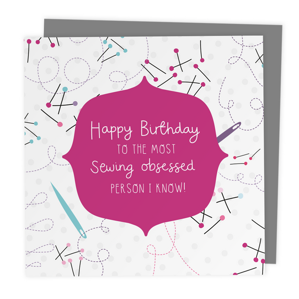 Happy birthday sewing obsessed - Greeting Card - Two For Joy Illustration
