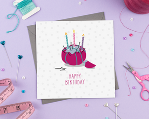 Birthday pincushion - Greeting Card - Two For Joy Illustration