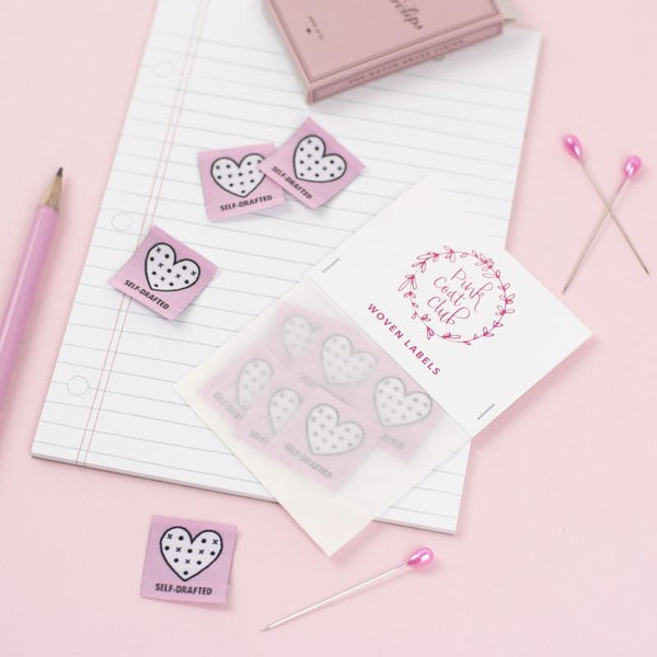 "Self-drafted" woven labels x 6 - Pink Coat Club