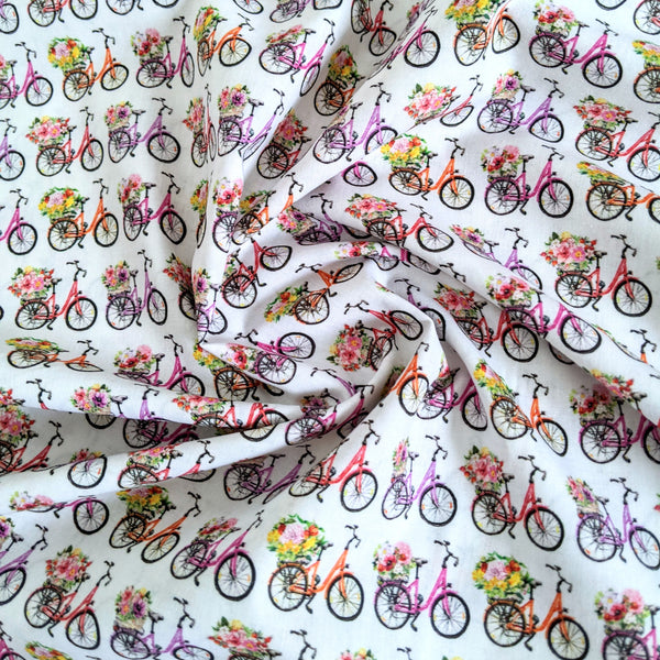 Bikes and flowers - 100% cotton - John Louden