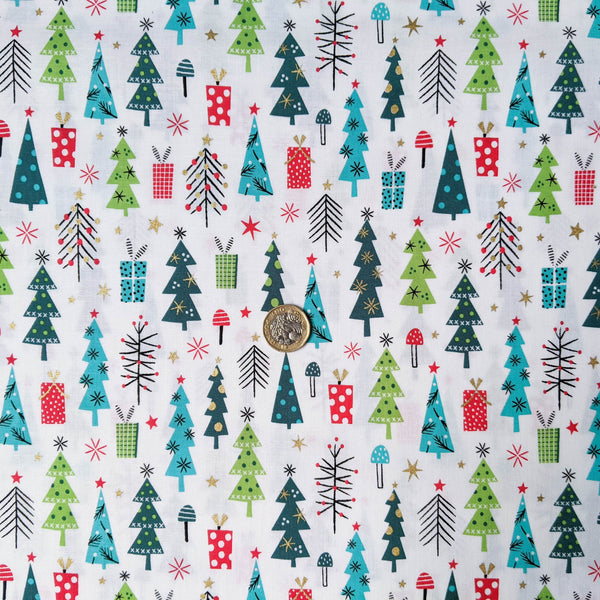 Trees on White - 100% cotton - Forest Friends - Dashwood Studio