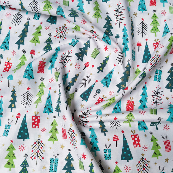 Trees on White - 100% cotton - Forest Friends - Dashwood Studio