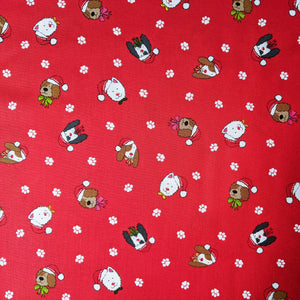 Christmas Dogs on Red - 100% cotton - Yappy Christmas - Makower
