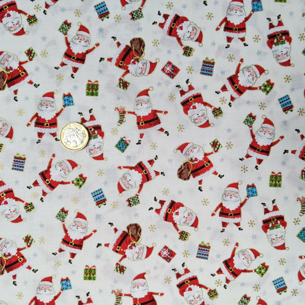 Santa on Cream - 100% cotton - Santa Express - Makower
