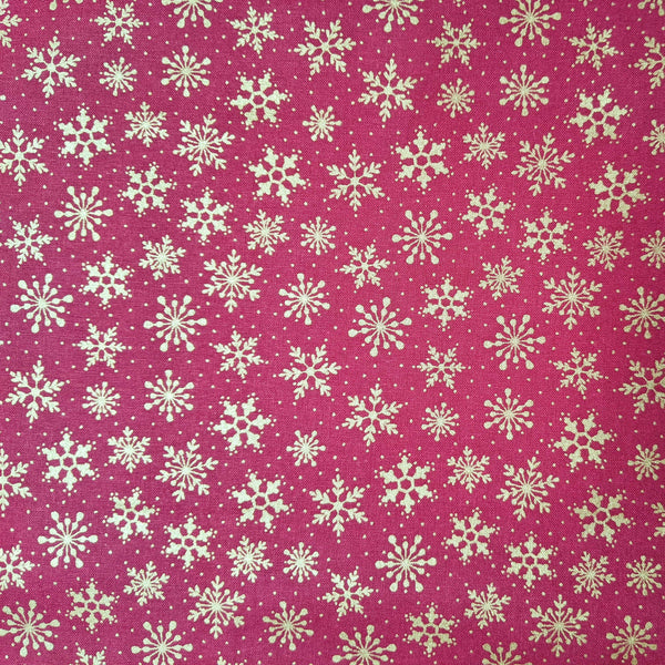 Metallic snowflakes on red - 100% cotton - Metallic Snowflakes - Craft Cotton Co