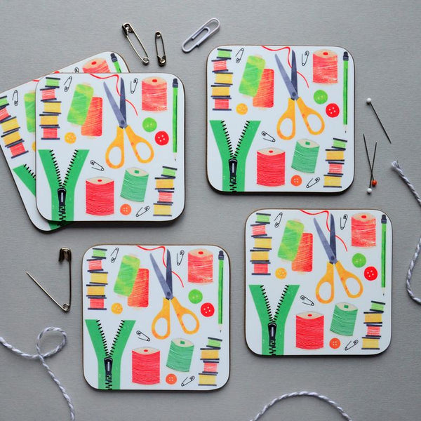 All Things Sewing coasters - Fiona Clabon Illustration